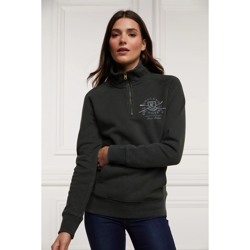 Holland Cooper Crest Zip Henley - Racing Green-1
